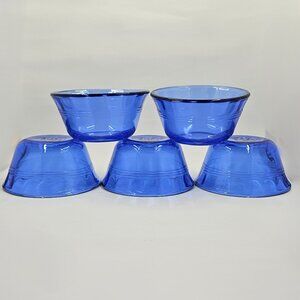 Vintage Pyrex 463 6oz (175ml) Cobalt Blue Custard Fruit Berry Bowls, Set of 5!